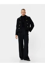 Koton Pocket Buttoned Shirt Collar Double Breasted Short Cashmere Coat