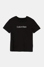 Dětské bavlněné tričko Calvin Klein Jeans černá barva, s potiskem, IU0IU00682