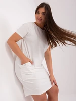 Basic Ecru Plus Size Cotton Dress