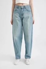 DEFACTO Baggy Fit High Waist Long Jean Washed Trousers