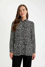 DEFACTO Women's Loose Fit Shirt Collar Patterned Long Sleeve Shirt Tunic