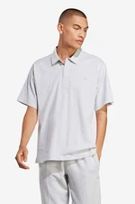 Bavlněné polo tričko adidas Originals šedá barva, IC5120-grey