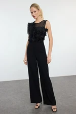 Trendyol Black Tulle Detailed Woven Jumpsuit