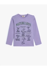 Koton T-Shirt Mushroom Printed Long Sleeve Crew Neck Cotton