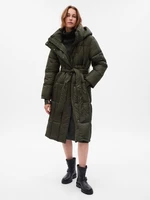 Dark Green Women's Winter Quilted Hooded Coat GAP