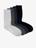 Set of five pairs of socks in grey, black and navy blue Jack & Jones Basic Bamboo