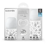 SUAVINEX Sada fľaša 270ml + 150ml + cumlík celosilikónový 0/6m+ klip fox