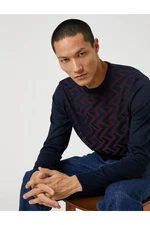 Koton Basic Knitwear Sweater Geometric Patterned Textured Crew Neck.