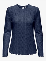 Navy blue women's lace t-shirt ONLY Medelina