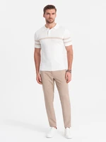 Ombre Men's classic cut pants in fine check - sand