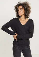 Women's sweater with lace-up on the back - black