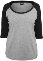 Women's 3/4 contrast raglan T-shirt grey/bl