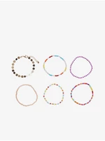 Pieces Set of six women's bracelets in pink, red and gold Piec - Women