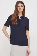 Košile Tommy Hilfiger dámská, tmavomodrá barva, regular, s klasickým límcem, WW0WW41831