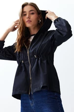 Trendyol Dark Blue Zipper Detailed Thin Water Repellent Raincoat Windbreaker Coat