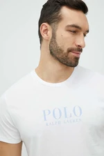 Bavlněné pyžamové tričko Polo Ralph Lauren bílá barva, s potiskem, 714899613