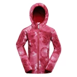 Red children's patterned softshell jacket ALPINE PRO HOORO