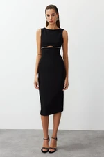 Trendyol Black Window/Cut Out Detailed Shiny Stone Woven Elegant Evening Dress