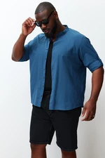 Trendyol Indigo Regular Fit Comfortable Collar Basic Plus Size Shirt