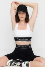 Trendyol X Sagaza Studio White Padded, Square Collar Sports Bra.