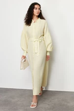 Trendyol Mint Lined Balloon Sleeve Plain Woven Dress