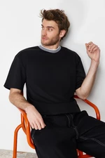 Trendyol Limited Edition Basic Black Relaxed Short Sleeve Textured Pique T-Shirt