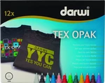 Darwi Tex Fabric Opak Marker Set Sada textilních fixů 12 x 6 ml