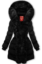 Gefüttert Winterjacke mit Gürtel Schwarz