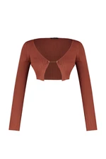 Trendyol Brown Crop Knitwear Cardigan