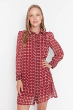 Trendyol Claret Red Patterned Shirt Dress