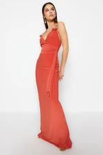 Trendyol Tile Fitted Knitted Shiny Stone Long Evening Evening Dress