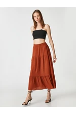 Koton Tiered Midi Length Skirt with Elastic Waist