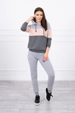 Set with colored stripes gray+powder pink