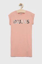 Dívčí šaty Guess růžová barva, mini