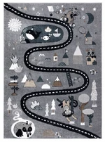 Dětský kusový koberec Fun Route Street animals grey-180x270