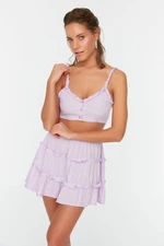 Trendyol Lilac Ruffle Detailed Beach Blouse-Beach Skirt Set