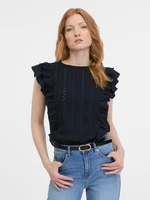 Orsay Dark blue Ladies T-shirt with frills - Women