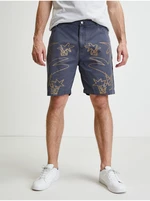 Grey Mens Patterned Shorts Desigual Fred - Men