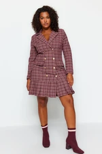 Trendyol Curve Multicolored Checkered Patterned Woven Dress with a Deaty Hem.