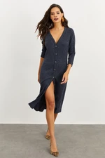 Cool & Sexy Women's Navy Blue Buttoned Dress