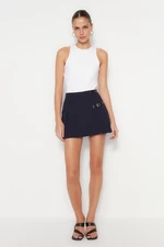 Trendyol Navy Blue Belted Mini Weave Skirt