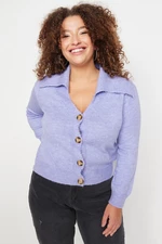 Trendyol Curve Plus Size Cardigan - Purple - Regular fit