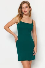 Trendyol Emerald Green Mini tkané tkané šaty