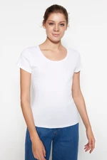 Trendyol White 100% Cotton Fitted Basic Crew Neck Knitted T-Shirt