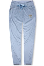 Světle modré sametové teplákové kalhoty