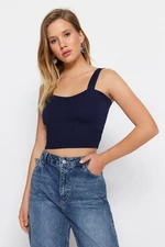 Trendyol Navy Blue Crop Knitwear Blouse