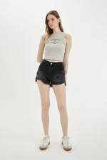 DEFACTO High Waist Cut-Out Jean Shorts