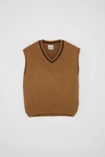 DEFACTO Baby Boy V Neck Basic Knitted Sweater