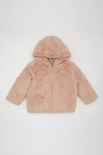 DEFACTO Baby Girl Fleece Lined Plush Hooded Coat