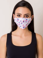 White cotton protective mask with print